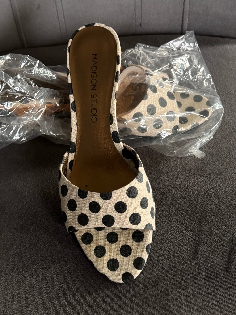 Madison studio Woven Tan and Black Women's Peep-Toe Heels